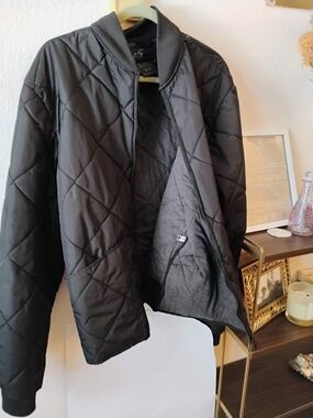 i5 Apparel Black Diamond Quilted Bomber Jacket Fleece Lined Plus Size 2X